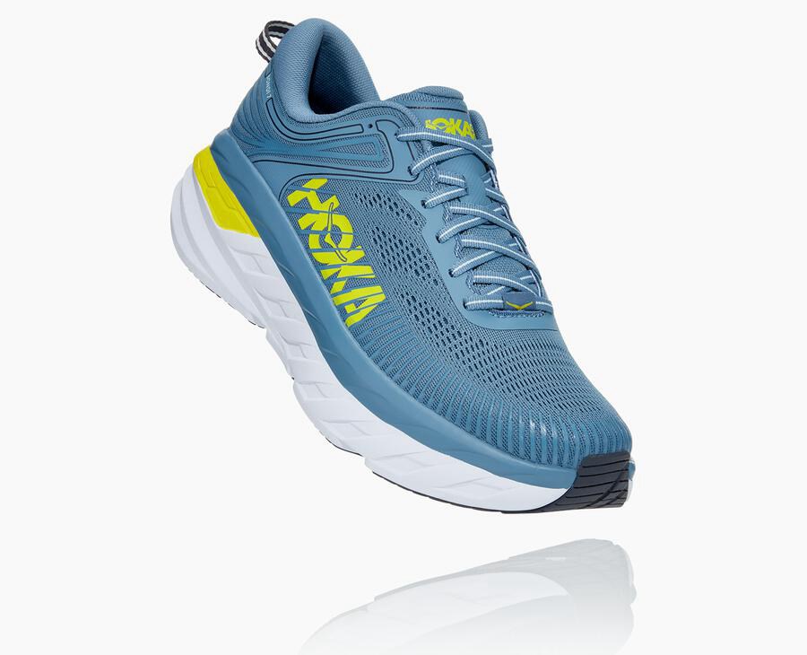 Running Shoes Mens - Hoka One One Bondi 7 - Blue - OJVZTYR-50